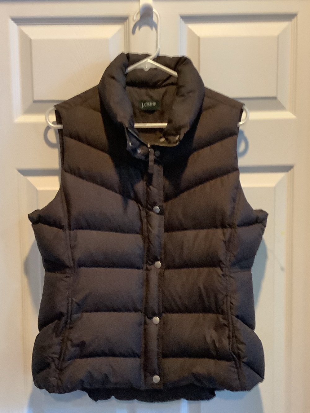 J. Crew Women's Brown Quilted Puffer Vest with zipper and Snap Closure